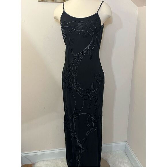 Night Scene Y2K Black Beaded Formal Dress L - www.eharrisgallery.com Night Scene Y2K Black Beaded Formal Dress L - www.eharrisgallery.com
